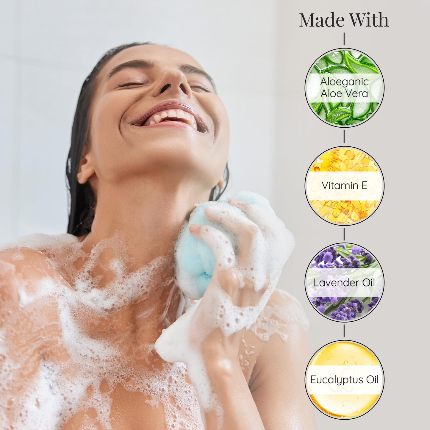 Aloette Lavender Body Wash, Rest & Restore - Hydrating & Moisturizing Body Wash for Dry Skin with Natural Aloe Vera & Vitamin E - Exfoliating & Rejuvenating Skin Care Products for Men & Women