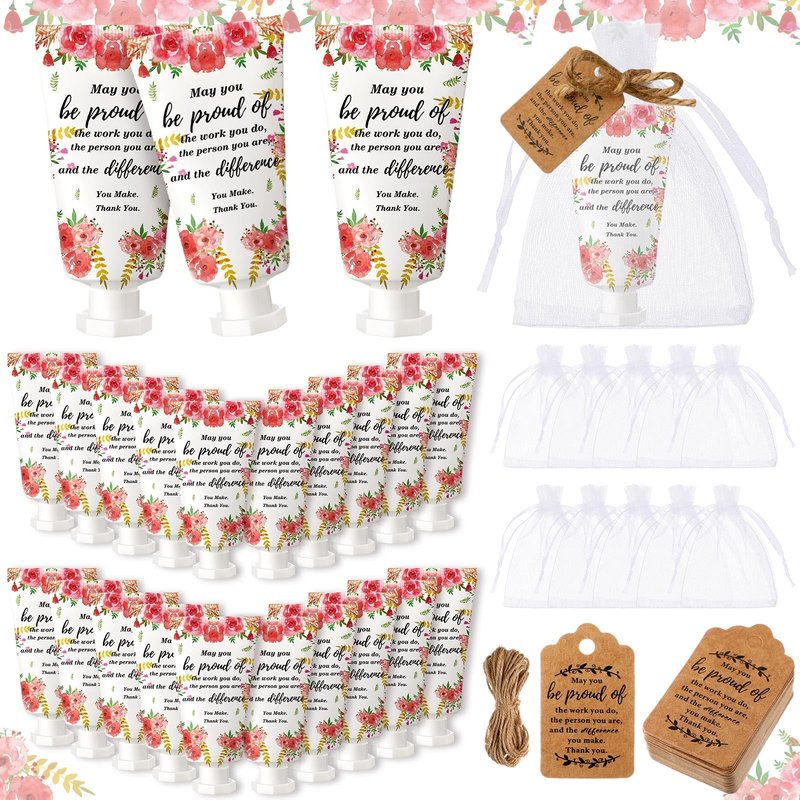 Dansib 48 Sets Employee Appreciation Gifts Thank You Team Gifts Hand Mini Lotion Bulk Inspirational Travel Size Hand Cream for Employee Staff Coworker Team Teacher Party Favors(Floral)