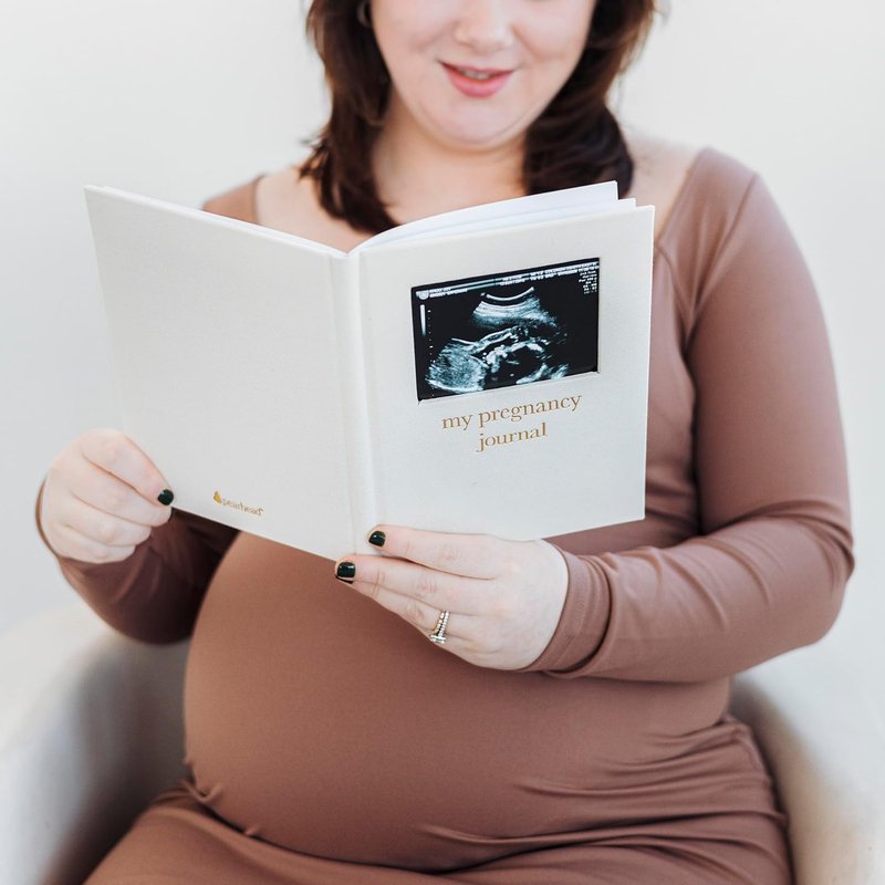 Pregnancy Journal - Linen Guided Memory Book with Sonogram Photo Insert | Beige