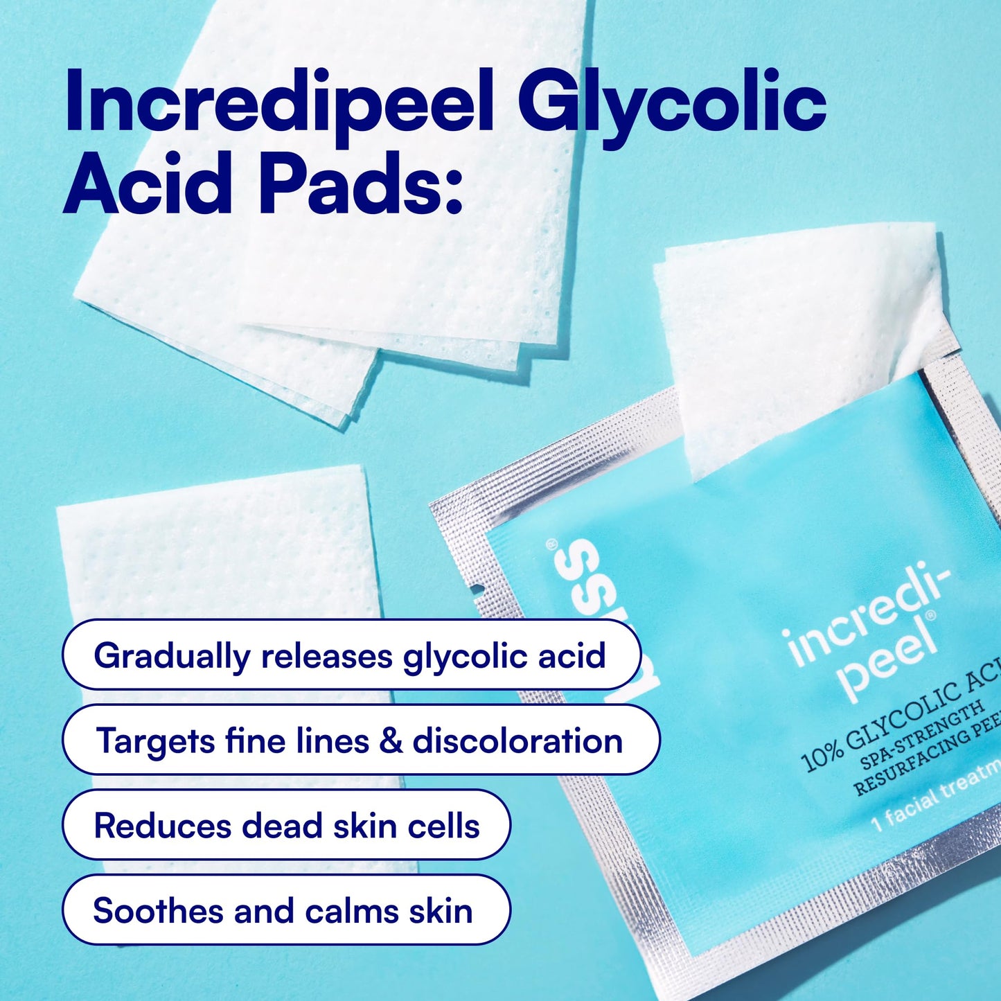 Bliss That's Incredi-peel Glycolic Resurfacing Pads - Single-Step Pads for Exfoliating & Brightening | Vegan | Fragrance-Free | Cruelty-Free | Paraben Free | 5 ct.