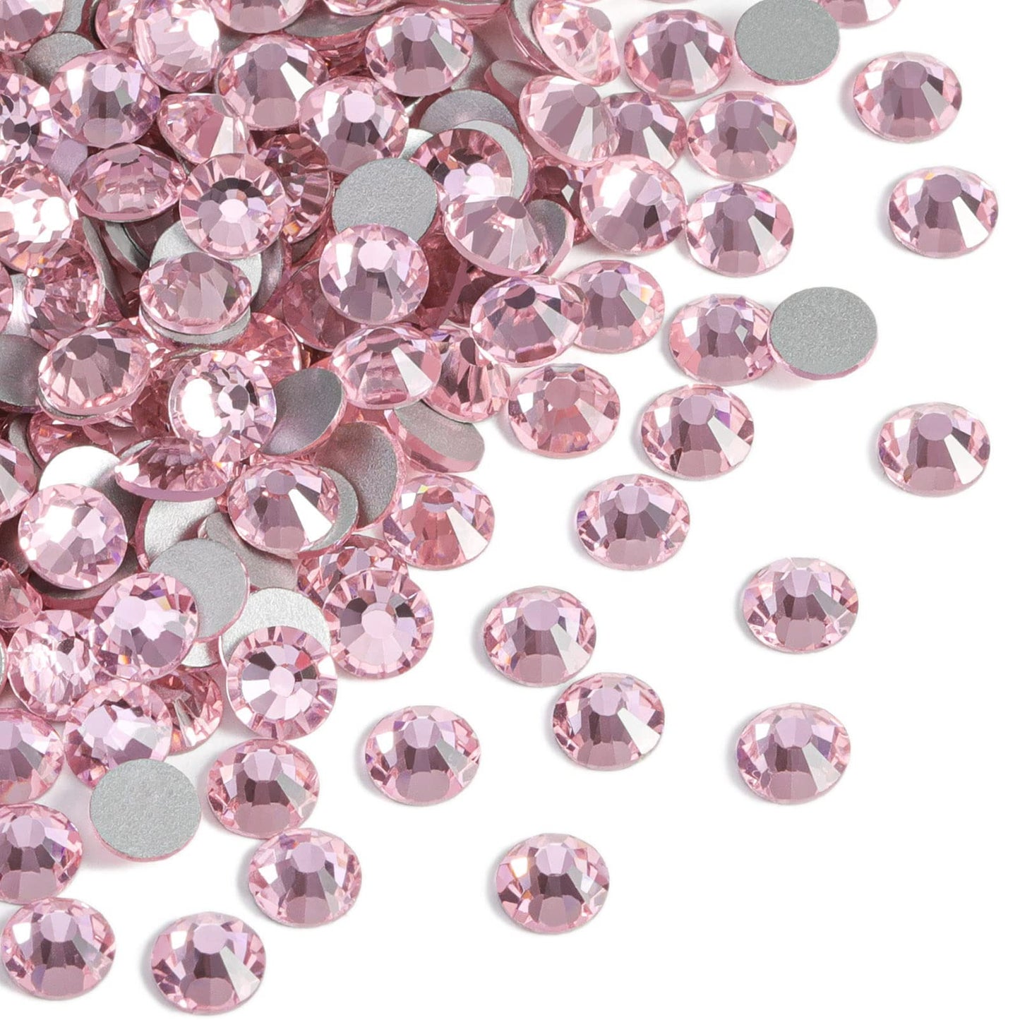 Beadsland 2880pcs Flat Back Crystal Rhinestones Round Gems for Nail Art and Craft Glue Fix,Light Pink,SS20,4.6-4.8mm