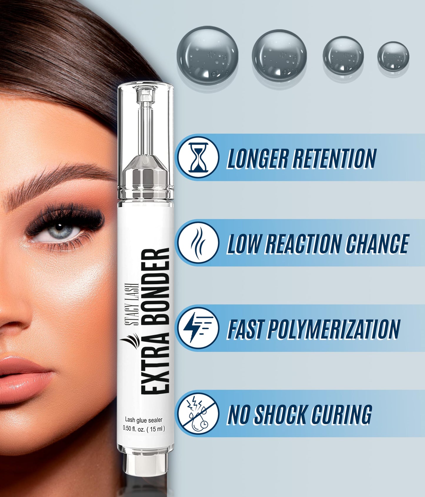 Extra Bonder for Lash Extensions 15ml + Gel Remover 15ml - Stacy Lash/Eyelash Extension Sealer/Reduces Lash Extension Glue Fumes/GBL Free/Lash Adhesive Dissolution time - 60 Sec/Pleasant Smell