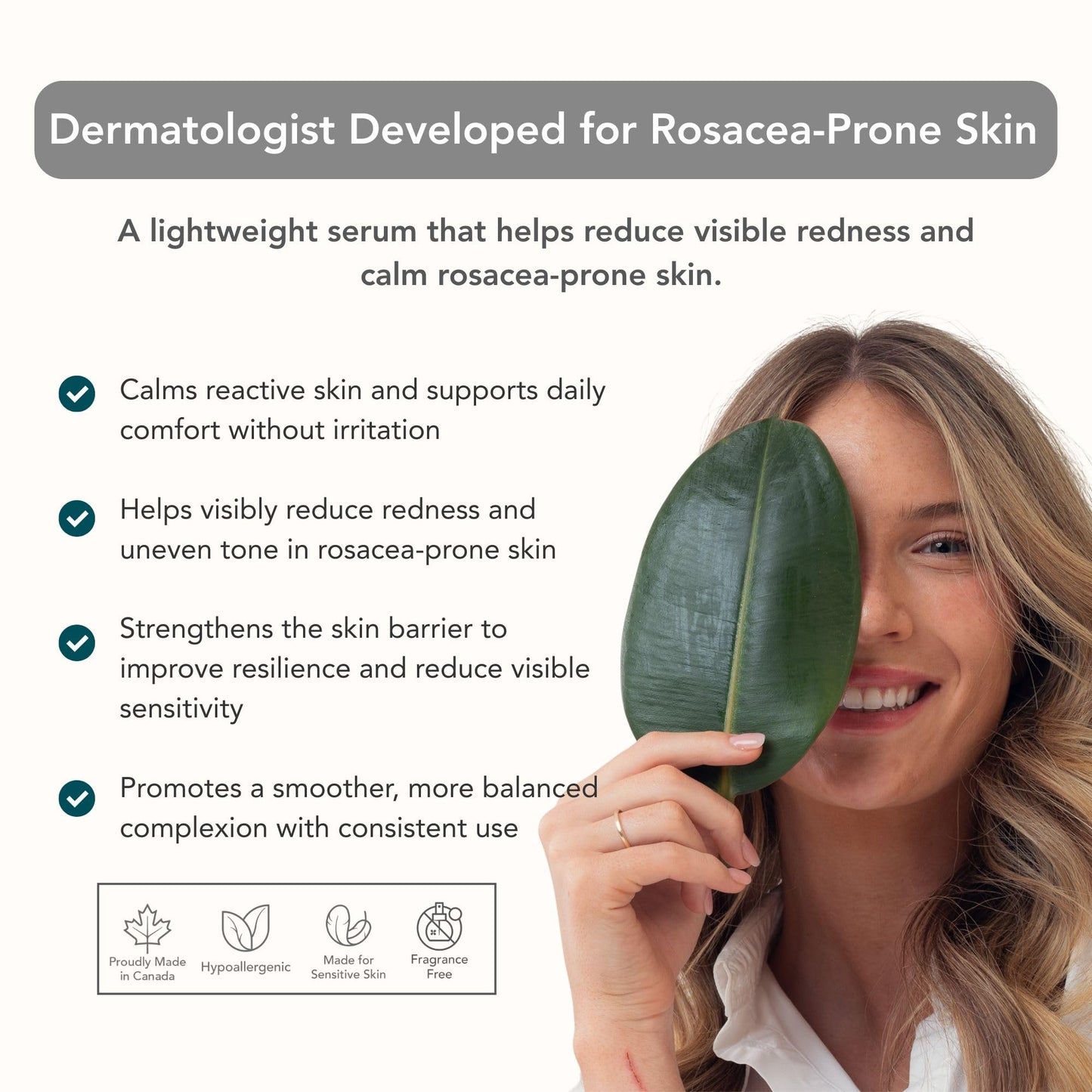 Riversol Rosacea Treatment for Face | Anti-Redness Serum for Sensitive Skin | Calming Redness Relief | Vitamin C & E | Anti-Aging Formula | Fragrance Free | Dermatologist Developed | Made in Canada