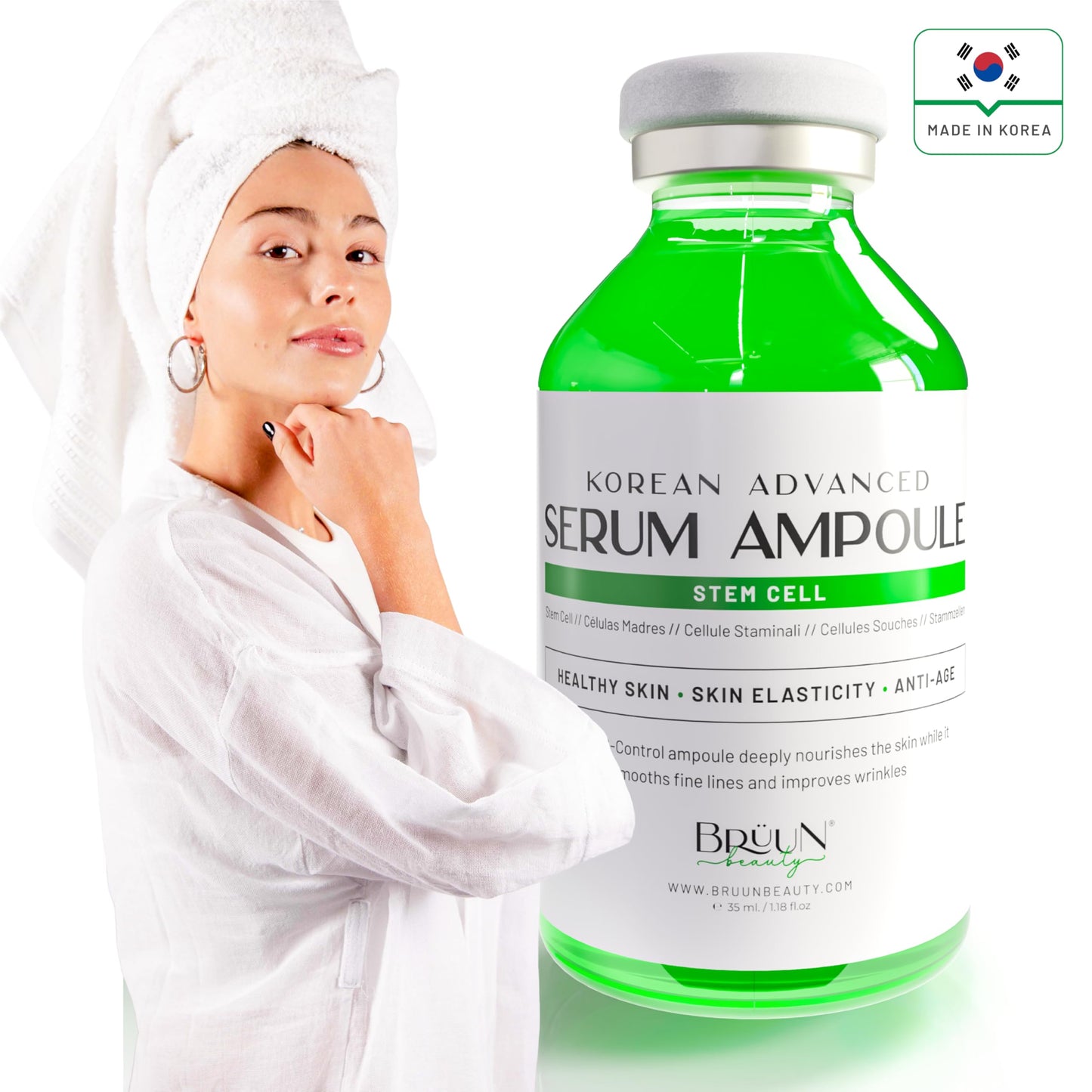 BRÜUN SC - Control Botanical Stem Cell Ampoule - Korean Serum Booster for Face and Body Skin Care Serum 1.18 fl.oz
