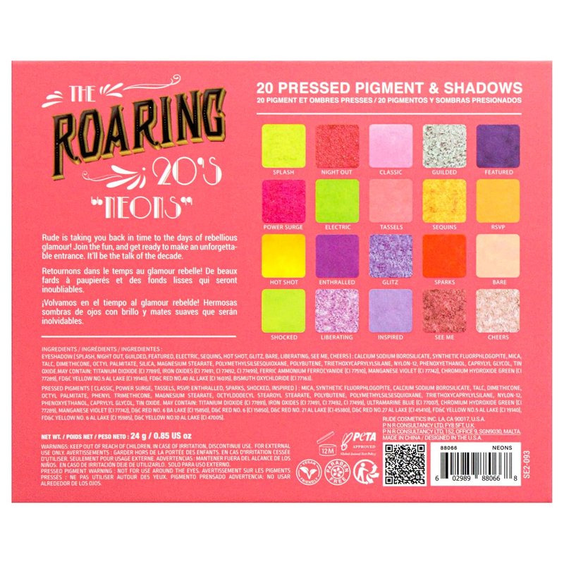 Neon Eyeshadow Palette - The Roaring 20s Vibrant Colors for Women | 0.85 oz