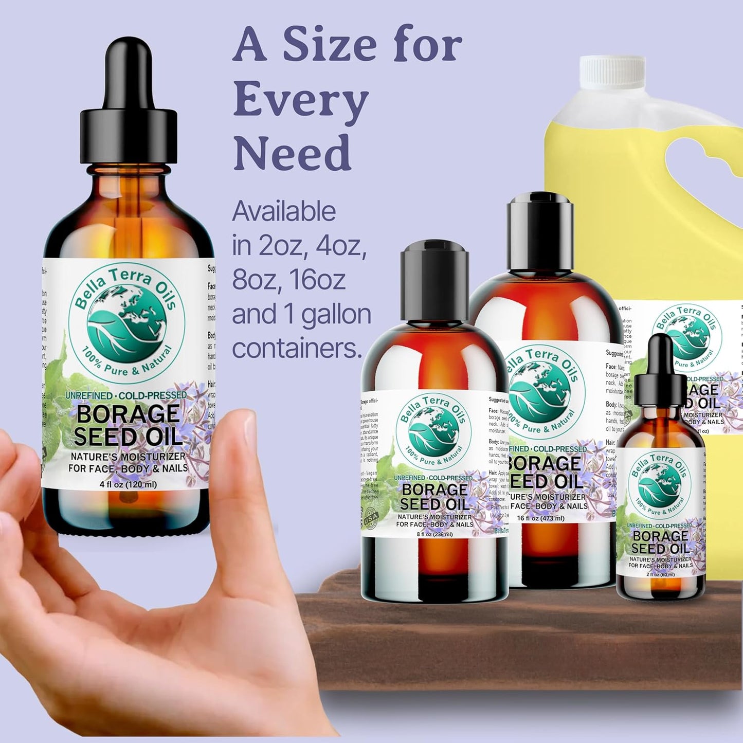 Borage Seed Oil 16 oz - Natural GLA & Vitamin-Rich Skin Nourishment | Pure Hydration for All Skin Types