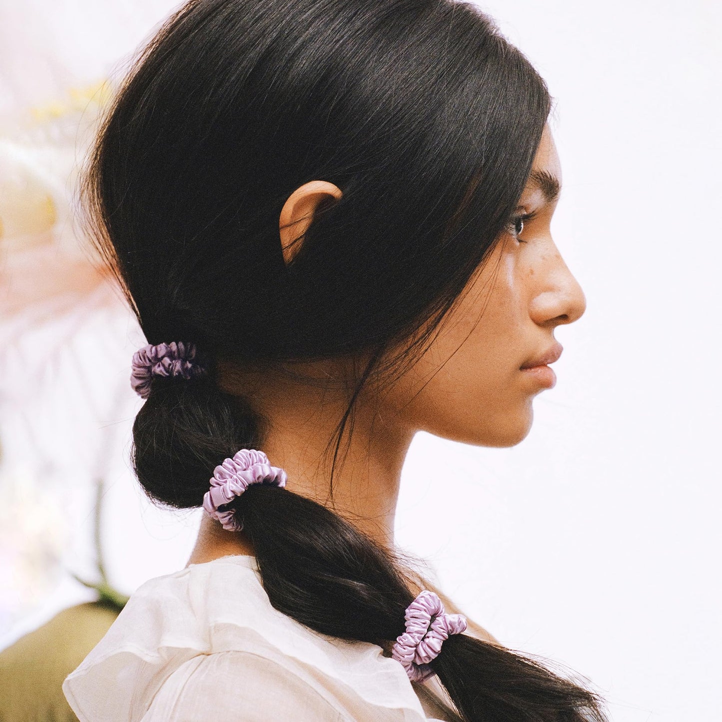 SLIP Silk Hair Ties — Skinny Scrunchies, No Damage, No Crease, Anti-Breakage | 100% Mulberry Silk | All Hair Types | Made with Proprietary Slipsilk™ | Set of 3, Amazon Exclusive, Violet