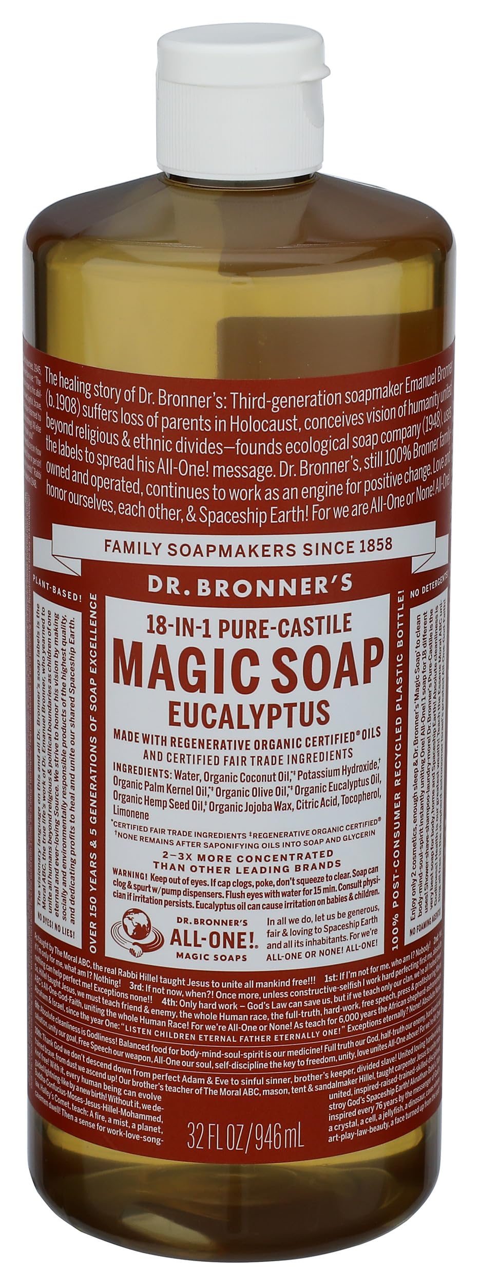 Dr. Bronner's Eucalyptus Liquid Castile Soap, 32 FZ