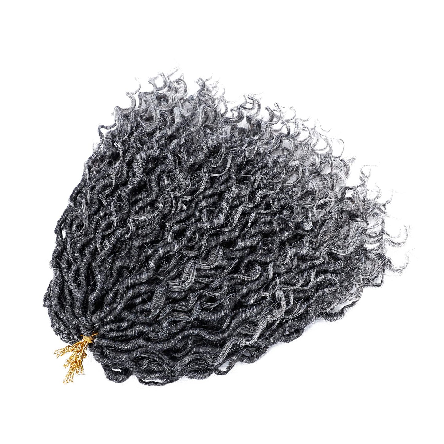 14 Inch Goddess Locs Crochet Hair for Black Women 6 Packs, T1B/Grey
