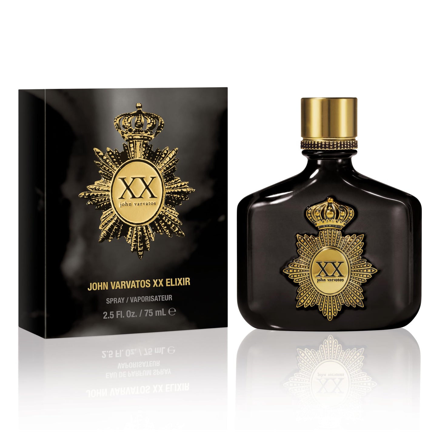 John Varvatos XX Elixir Spray, Cologne for Men, Long-Lasting, Amber Leather Scent with Notes of Rum & Davana Essence, 2.5 fl oz