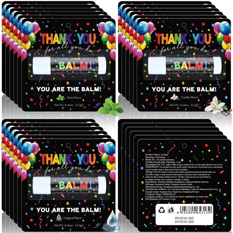Kuabiz 30 Pack Appreciation Lip Balm Gifts Bulk for Staff Teacher Team Employee Small Thank You Gift You Are The Balm Nurses Volunteers Inspirational Lip Balm Original Mint Vanilla