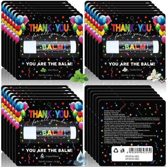 Kuabiz 30 Pack Appreciation Lip Balm Gifts Bulk for Staff Teacher Team Employee Small Thank You Gift You Are The Balm Nurses Volunteers Inspirational Lip Balm Original Mint Vanilla