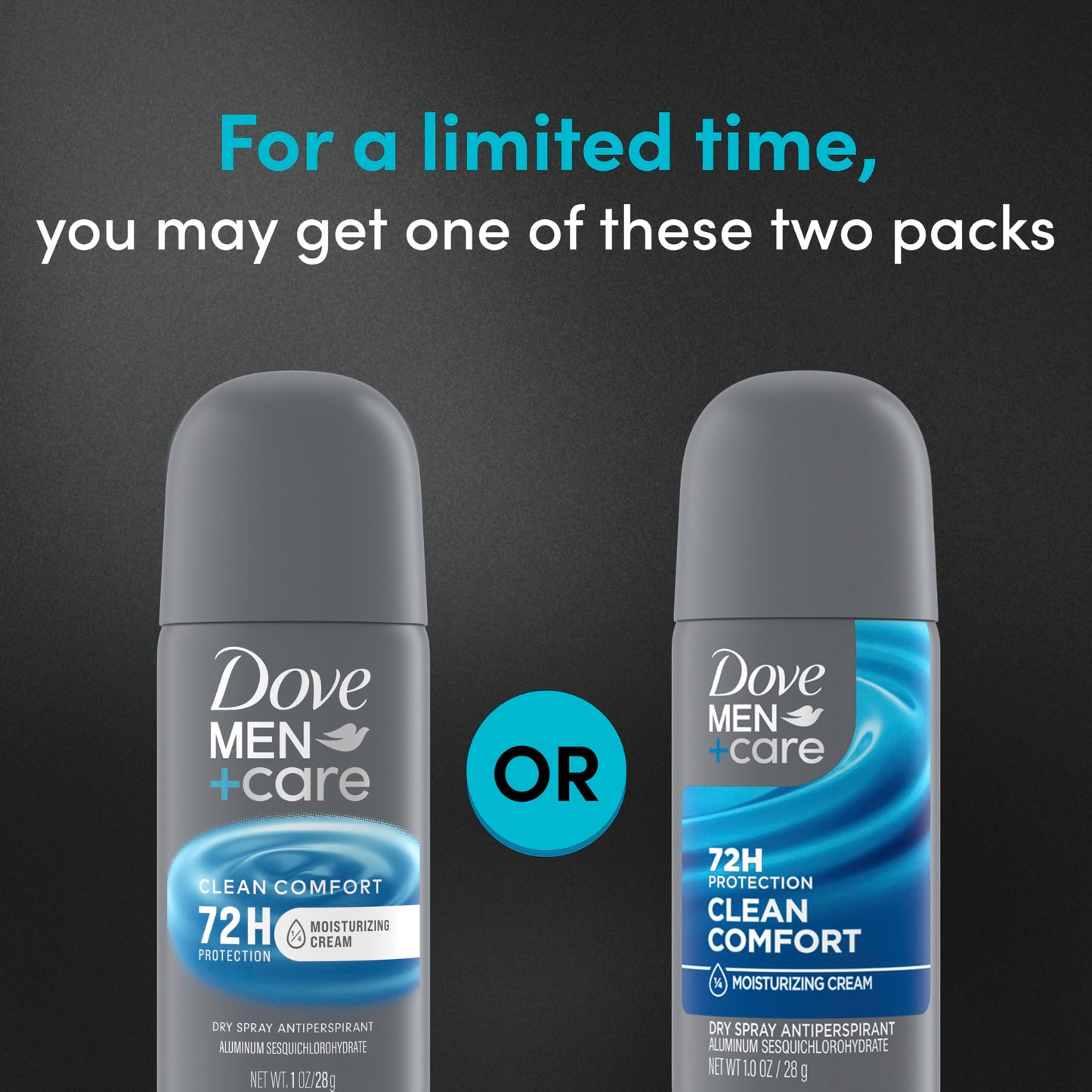 Dove Men+Care Antiperspirant Deodorant Dry Spray Clean Comfort 24 count For Men 72-hour Sweat and Odor Protection with Triple Defense Technology 1 oz