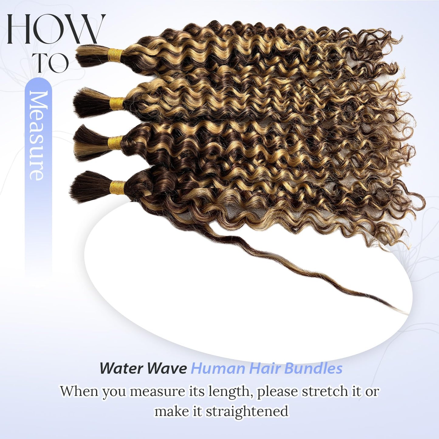 Licoville Boho Human Hair for Braiding 4/27 Water Wave Human Bulk Hair Brown Blonde Braiding Wet and Wavy Bundles No Weft 100% Curly Human Hair for Boho Braids Knotless Smooth Hair 16 Inch 100G