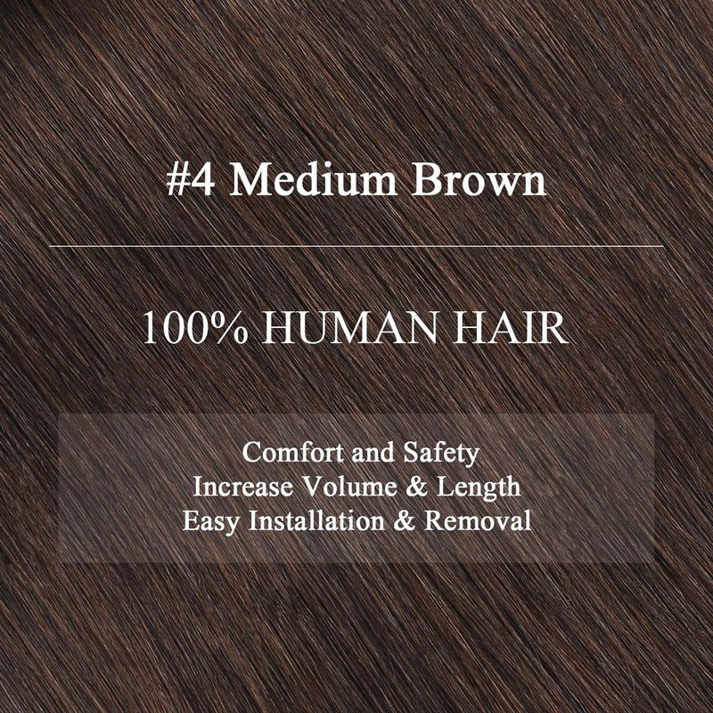 Human Hair Clip in Extensions for Women Clip in Hair Extensions Real Human Hair 7Pcs #4 Medium Brown Easy to Install Silky Straight Human Hair Clip ins 14 Inch 85g