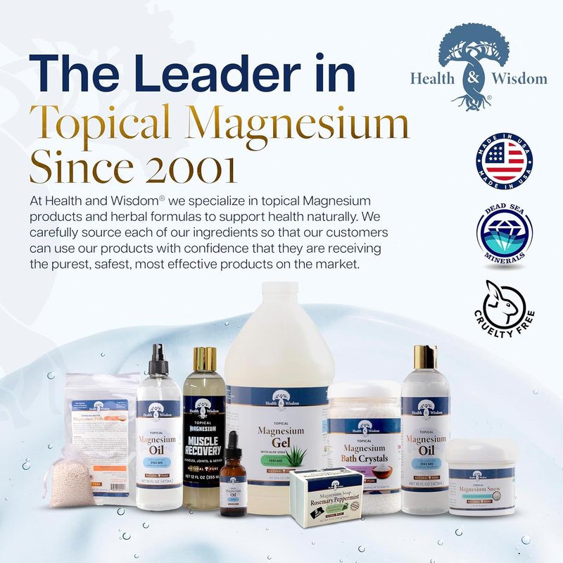 Pure Magnesium Gel for Muscle & Joint Relief - Natural Seaweed Extract for Skin & Scalp Moisturizing - 12 Fl Oz