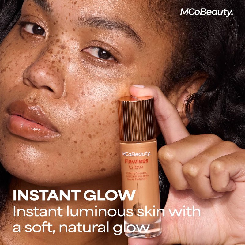 MCoBeauty Flawless Glow Luminous Skin Filter - 2.5 Fair - 4-in-1 Primer, Highlighter & Foundation Booster - Dewy Illuminating Tint Face Makeup with Squalane Vitamin E - Vegan & Cruelty Free