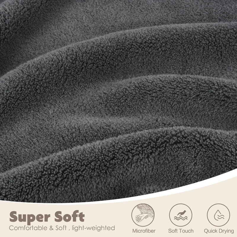 SUNLAND Microfiber Women Hair Drying Towel and Bath Towel Wrap, Adjustable Soft Body Wraps Dress with Hair Towels, Super Absorbent to Quick Drying 32 Inch x 60 Inch Dark Grey