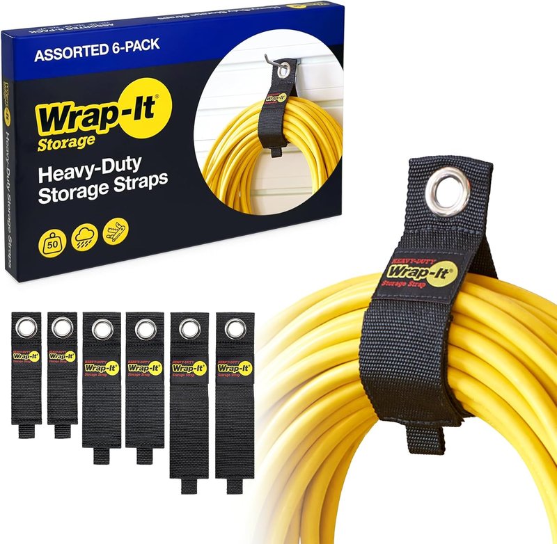 Heavy-Duty Storage Straps - Assorted 6 Pack for Garage & RV | Cable Management & Organizer