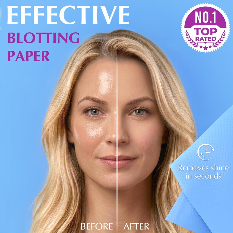 High-Performance Oil Absorbing Sheets for Face - 6 pack (300 sheets) - Makeup Friendly Blotting Papers for Oily Skin - Oil Blotting Sheets for Face