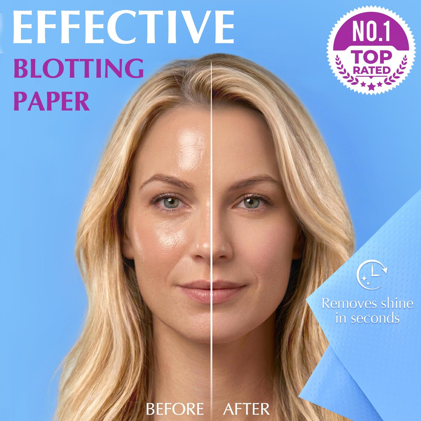 High-Performance Oil Absorbing Sheets for Face - 6 pack (300 sheets) - Makeup Friendly Blotting Papers for Oily Skin - Oil Blotting Sheets for Face