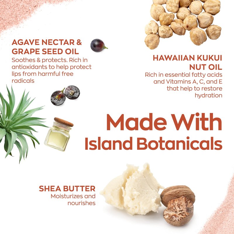 Hanalei Lip Treatment Bundle (Clear and Mauve Pink) | Made with Kukui Oil, Shea Butter, Agave, and Grapeseed Oil, Soothe Dry Lips (Cruelty free, Paraben free)