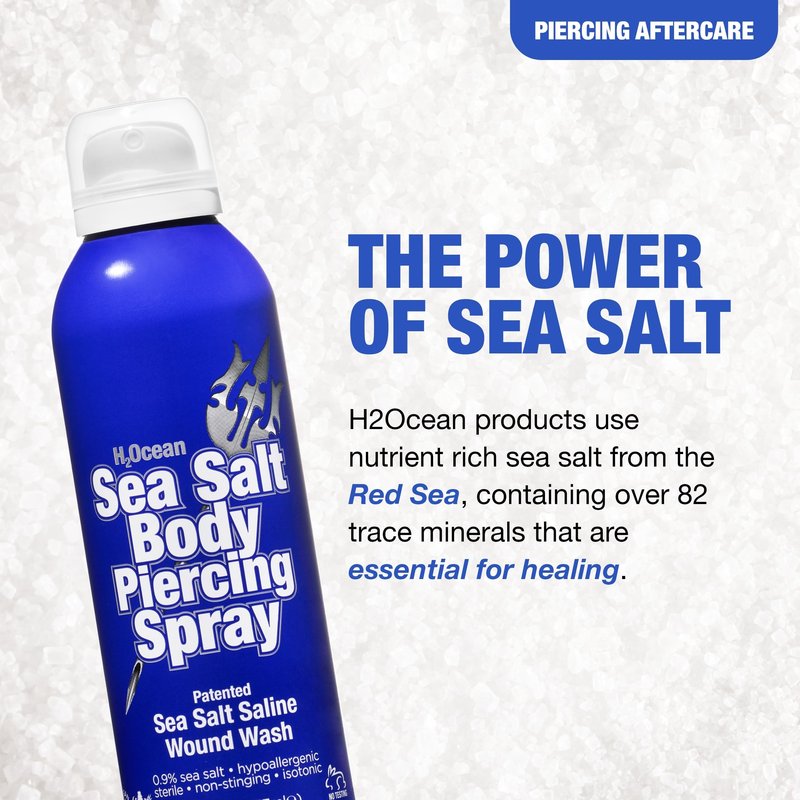 H2Ocean Piercing Aftercare Spray 4oz + Sea Salt Body Piercing Spray 6oz