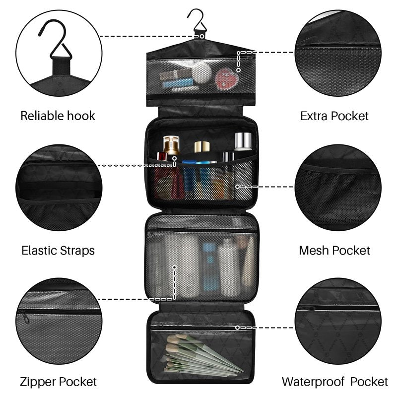 senya Toiletry Bag Travel Bag with Hanging Hook Cute Red Watermelon Slice Makeup Cosmetic Bag Travel Organizer Water-resistant for Toiletries Accessories Shampoo Full Sized Container,L