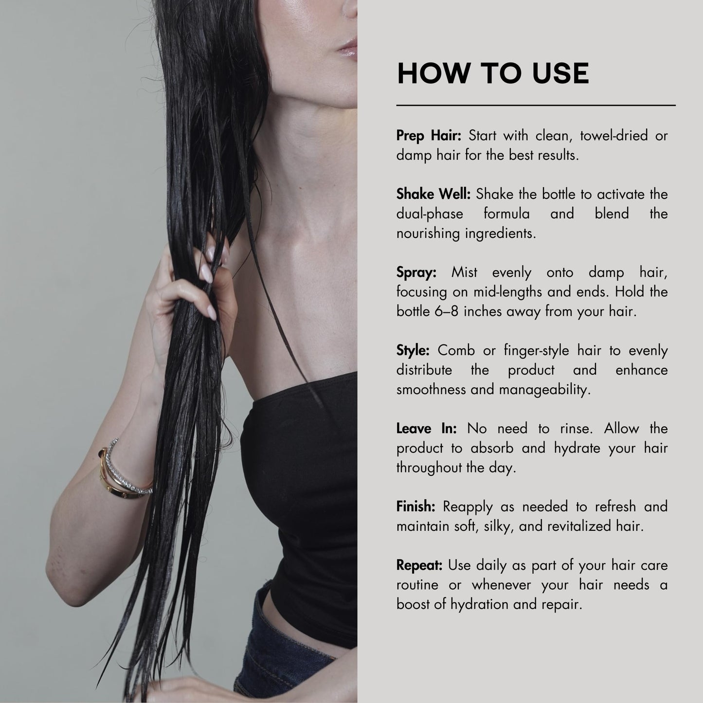 PREVIA Hydrating Biphasic Leave-In Conditioner Spray | Moisturizing & Anti-Frizz Reconstructive Treatment with White Truffle | Detangle & Repair Dry Damaged Hair | Vanilla & Bergamot Scent | 6.7 oz