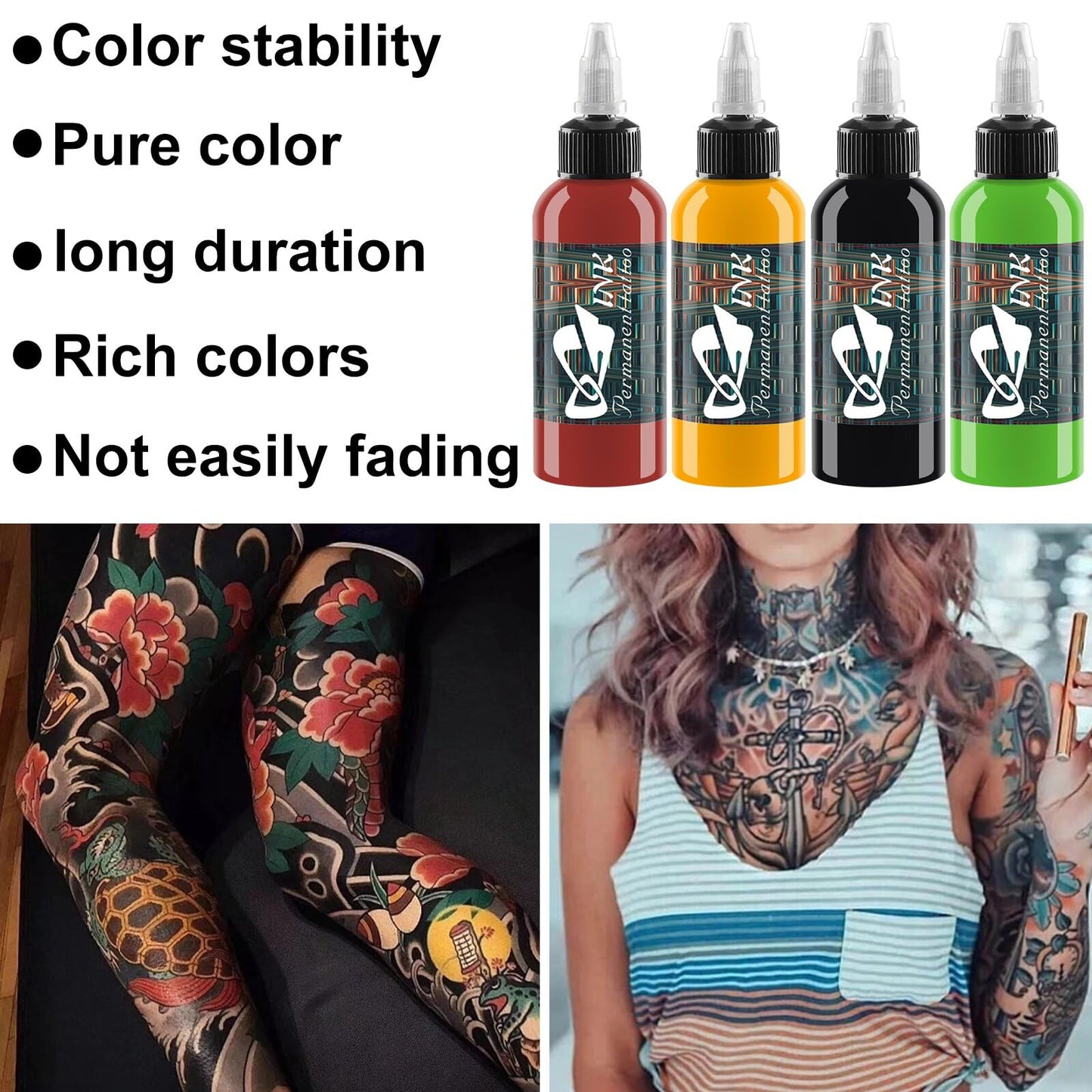 BAODELI Tattoo Ink Set Professional - 14 Colors 1oz (30ml) Vegan-Friendly Pigment Ink Supplies,Tattoo Inks Vegan TI4002-30-14