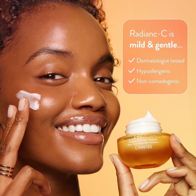 LANEIGE Radian-C Cream: Brightening Moisturizer with Vitamin C & E for Dark Spots, Dullness, & Radiant Skin, Hypoallergenic & Dermatologist-Tested