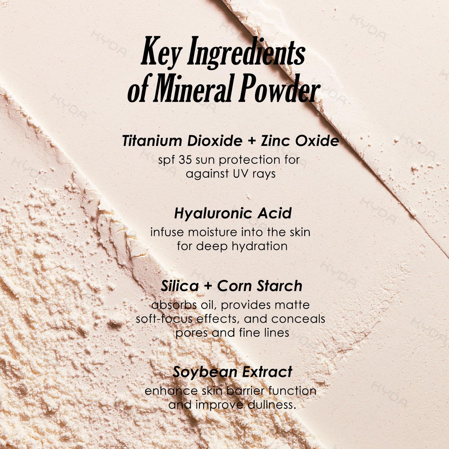 KYDA Mineral Sunscreen Powder for Face & Scalp Hair, SPF 35 Scalp Sunscreen, Hair Sunscreen Spf Powder Lasting Oil Control Matte Loose Powder, Lightweight Breathable for All Skin Type, Translucent