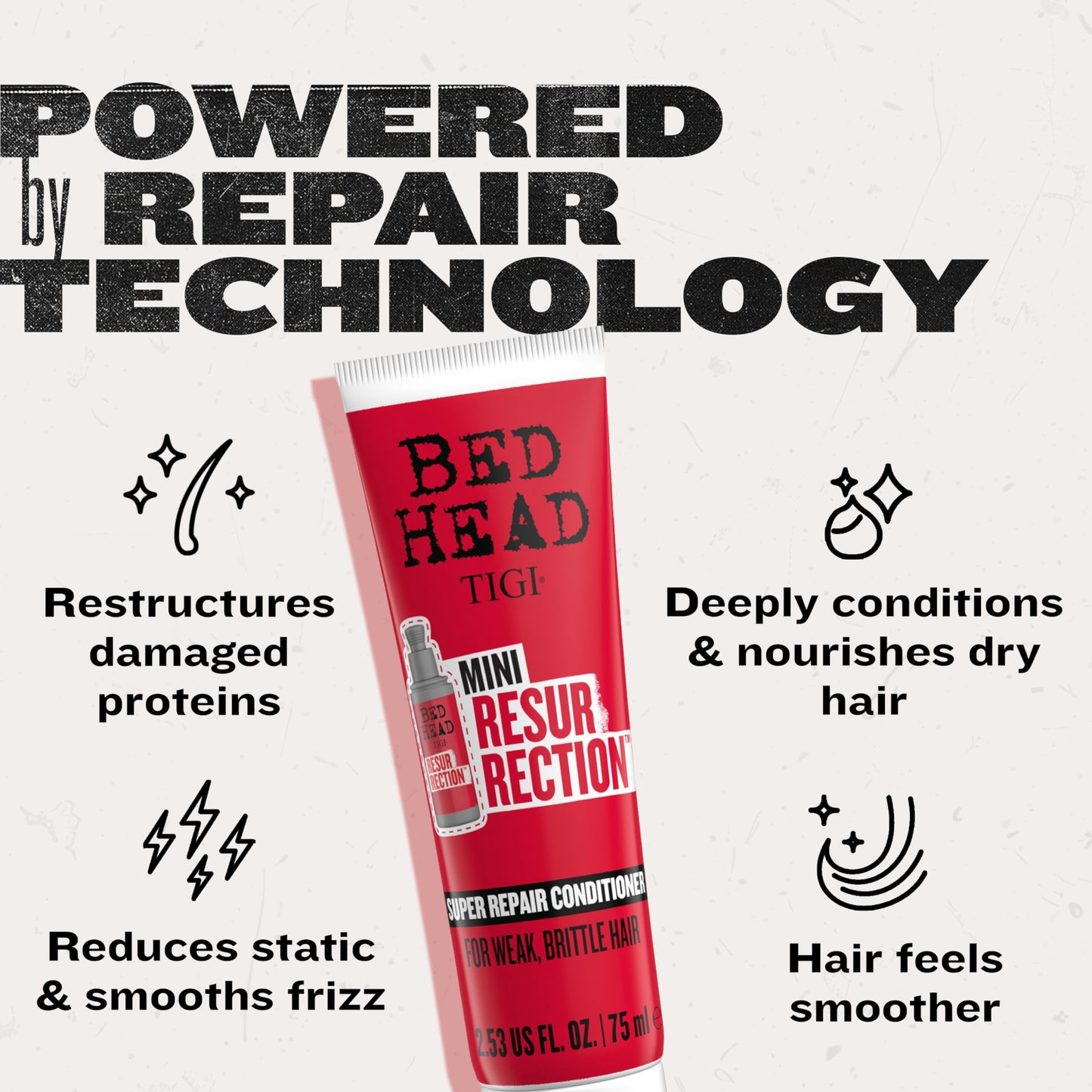 TIGI Bed Head Resurrection Hair Repair Shampoo and Conditioner Set for Dry and Damaged Hair, Maximum Strength with Resurrection Plant, 25.36 fl oz