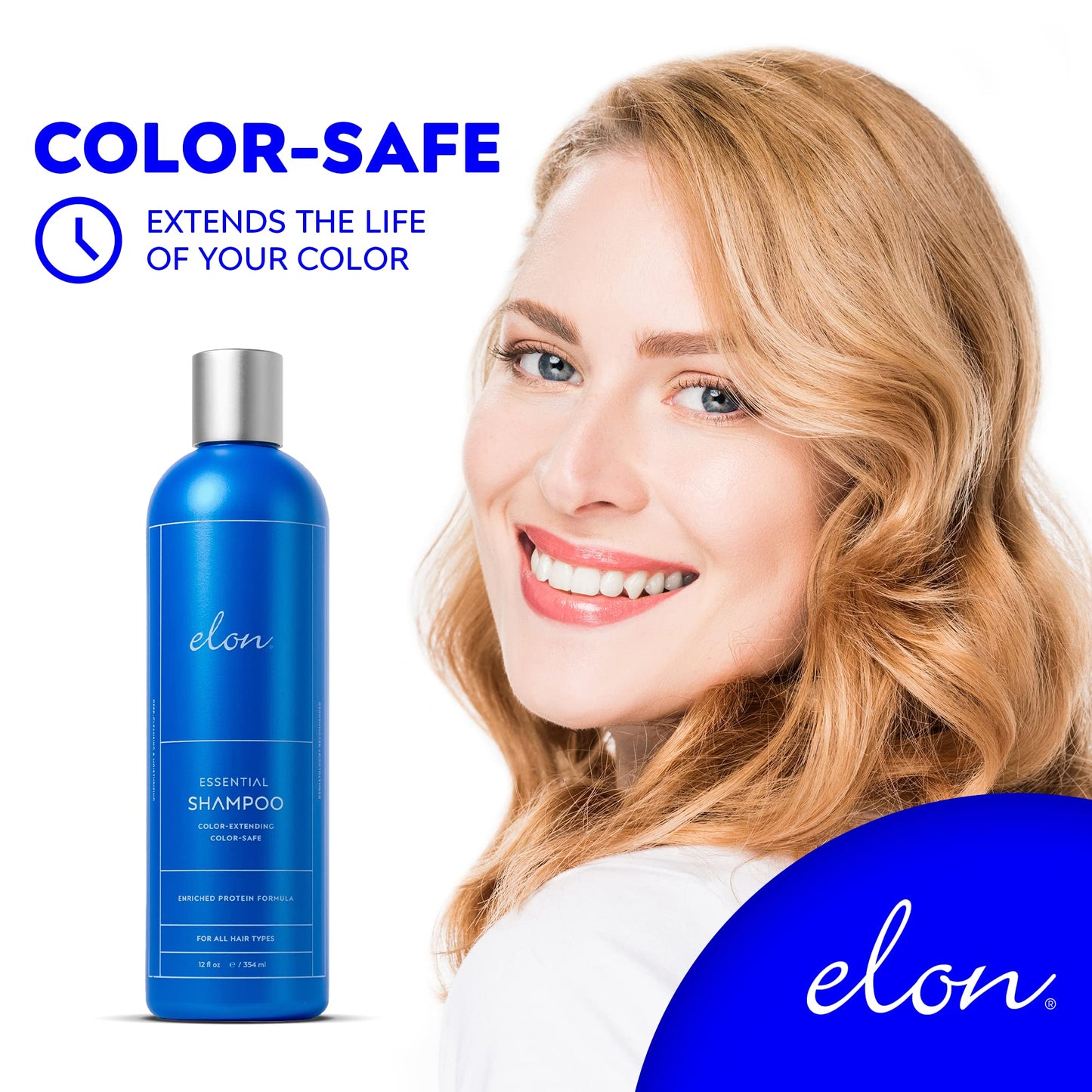 Elon Essential Shampoo for Damaged Hair — For Dry Hair, Color-Safe & Color-Extending Hair Repair & Hydrating Shampoo — Sulfate Free & Paraben Free (12 Fl Oz)
