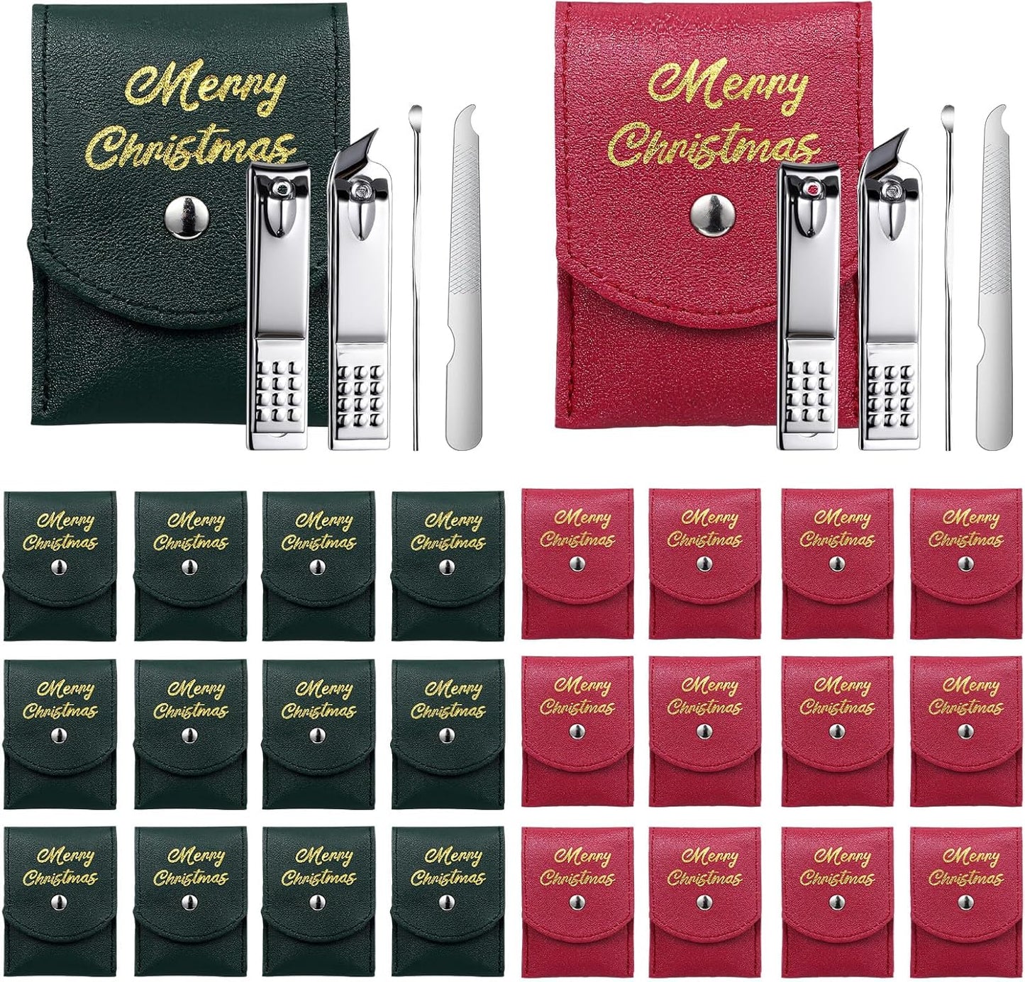 **24-Piece Christmas Manicure Set - Professional Stainless Steel Nail Clippers & Grooming Tools | Travel Kit for Men & Women**