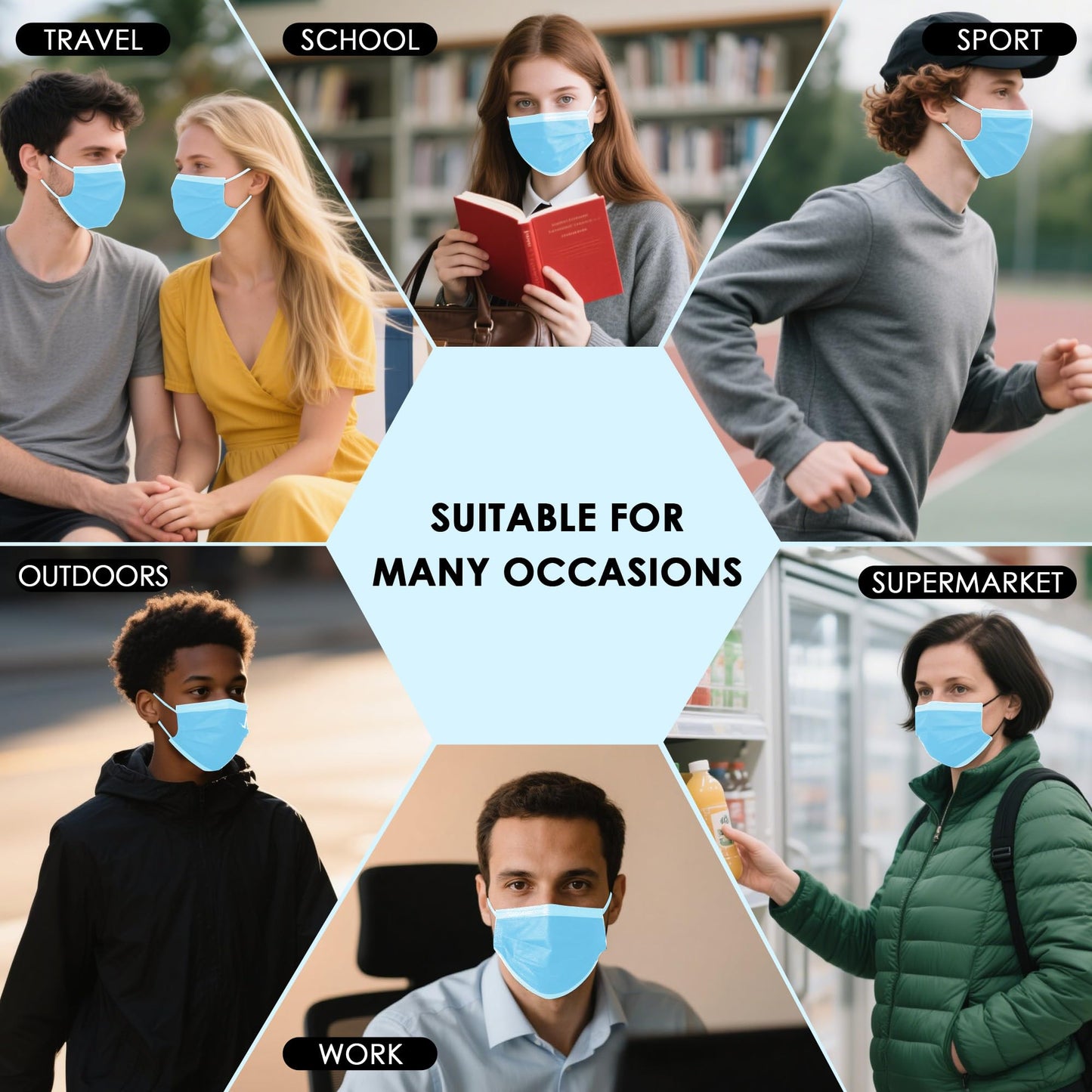 500 Pcs Blue Disposable Face Masks, 3 Ply Face Masks Disposable for Adults, Disposable Blue Mask