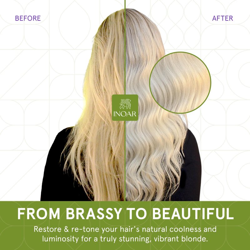 INOAR Absolut Speed Blond Leave-In Treatment with Argan Oil for Blonde & Gray Hair Tone Neutralization & Hydration, 6.7 fl.oz