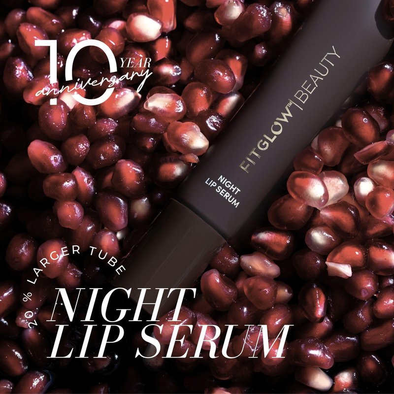 Fitglow Beauty | Night Lip Serum 10 Year Anniversary | Lip Sleeping Mask | Plant-Powered Natural Overnight Lip Mask Treatment | Hydrating Moisturizer for Dry Cracked Chapped Lips | 1 (12g) Tube, Clear