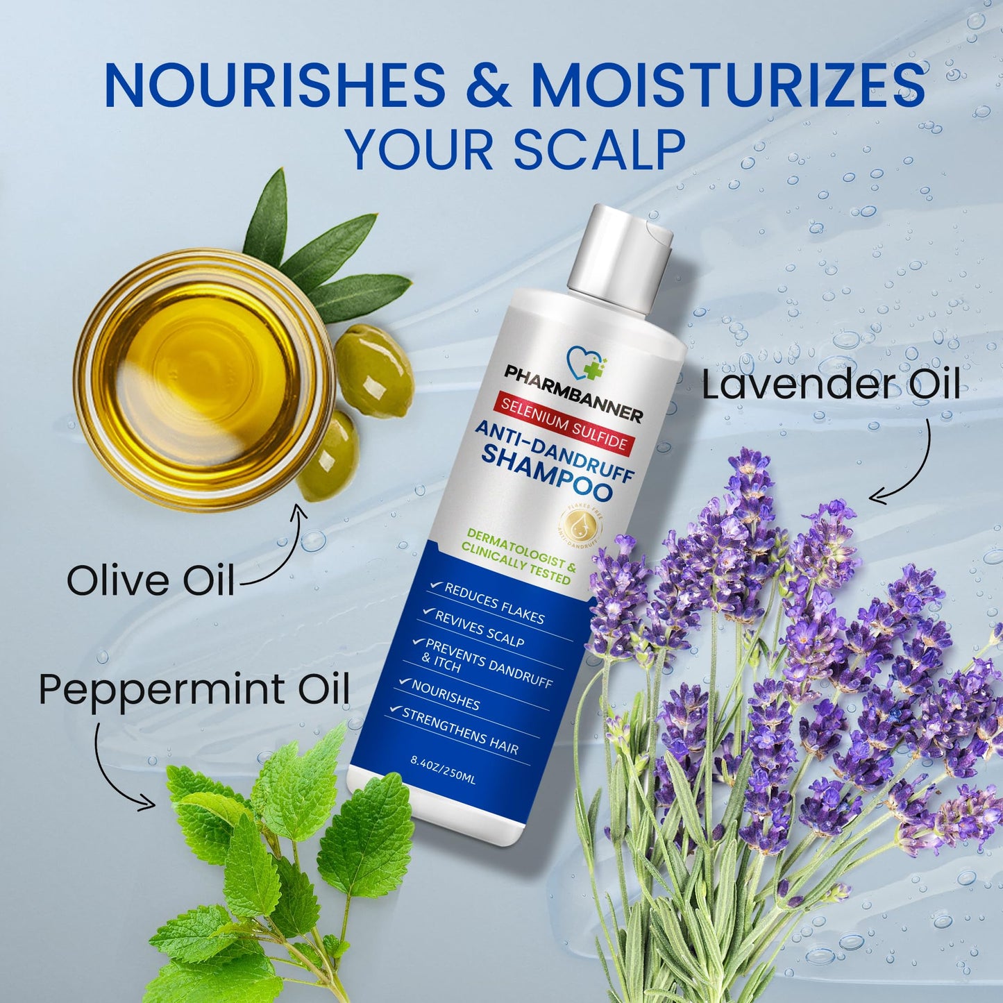 PHARMBANNER Anti-Dandruff Shampoo & Conditioner: Tea Tree Oil & Moroccan Argan Oil - Deep Hydration & Repair - Nourishes, Smooths, Restores Shine - Safe for Dry or Damaged Hair