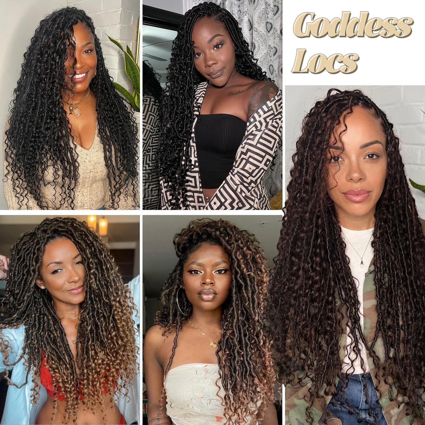 8 Packs Goddess Faux Locs Crochet Hair-30 Inch Boho Soft Locs Crochet Hair for Black Women (#1B, 30 Inch(Pack of 8)) (#1B, 30 Inch(Pack of 8))