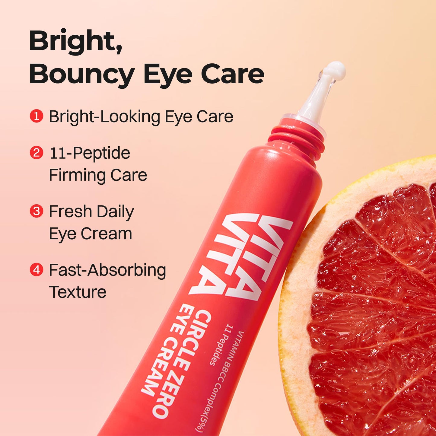 BE THE SKIN Vitavita Dark Circle Zero Eye Cream - 11 Peptides with EGF & FGF, 50,000ppm Vitamin BC Complex & Niacinamide, Milia-Safe, Helps Visibly Brighten & Firm Under Eye Area 1.01 oz