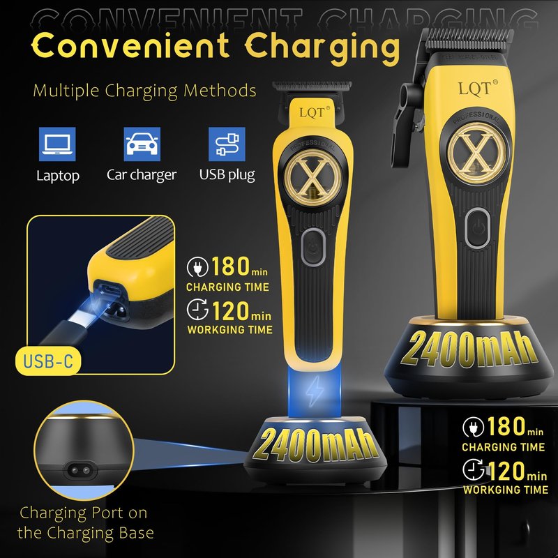 LQT® Hair Clippers for Men Professional with Beard Trimmer, Barber Clippers and Trimmers Set, Electric Razor Shavers for Men, Cordless Mens Grooming Kit for Nose, Face, Hair, Gifts