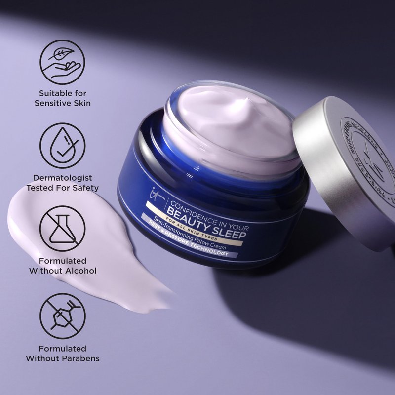 IT Cosmetics Confidence in Your Beauty Sleep Night Cream - Anti-Aging Face Moisturizer, Ceramides & Hyaluronic Acid, Fine Lines, Wrinkles, Dryness, Dullness & Loss of Firmness - 2 fl oz