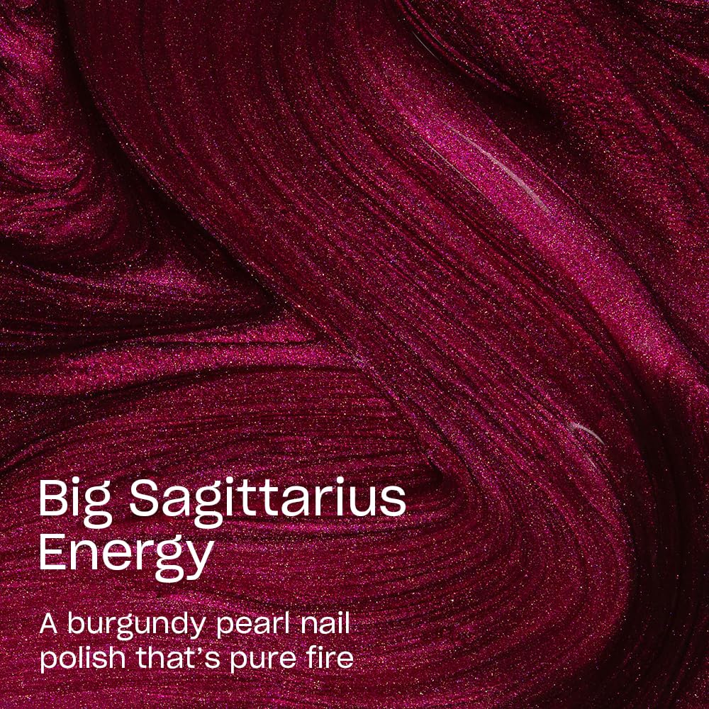 OPI Nail Lacquer Big Sagittarius Energy | Opaque Dark Red Pearl Chip Resistant Nail Polish | Big Zodiac Energy Collection