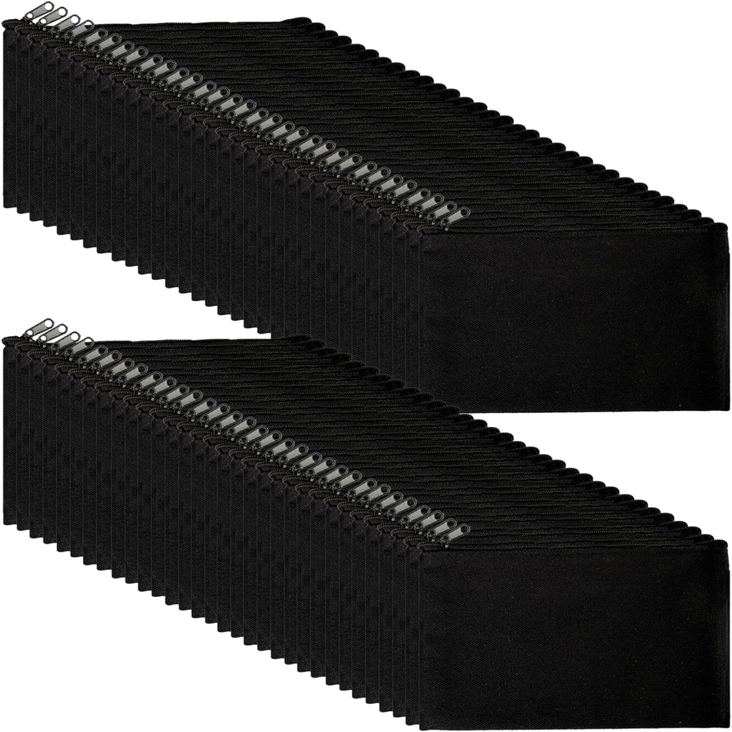 Canvas Zipper Makeup Bags - 84 Pcs Bulk Pencil Pouches for DIY Crafts | Black Cosmetic Storage Set