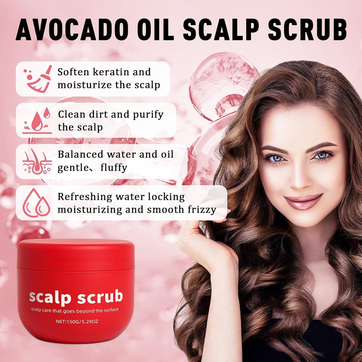 Avocado Oil Scalp Scrub, Rich in Grapefruit Extract, Grapeseed Extract, and Pumice, Natural Scrub & Dry Scalp, Gluten Free, Vegan