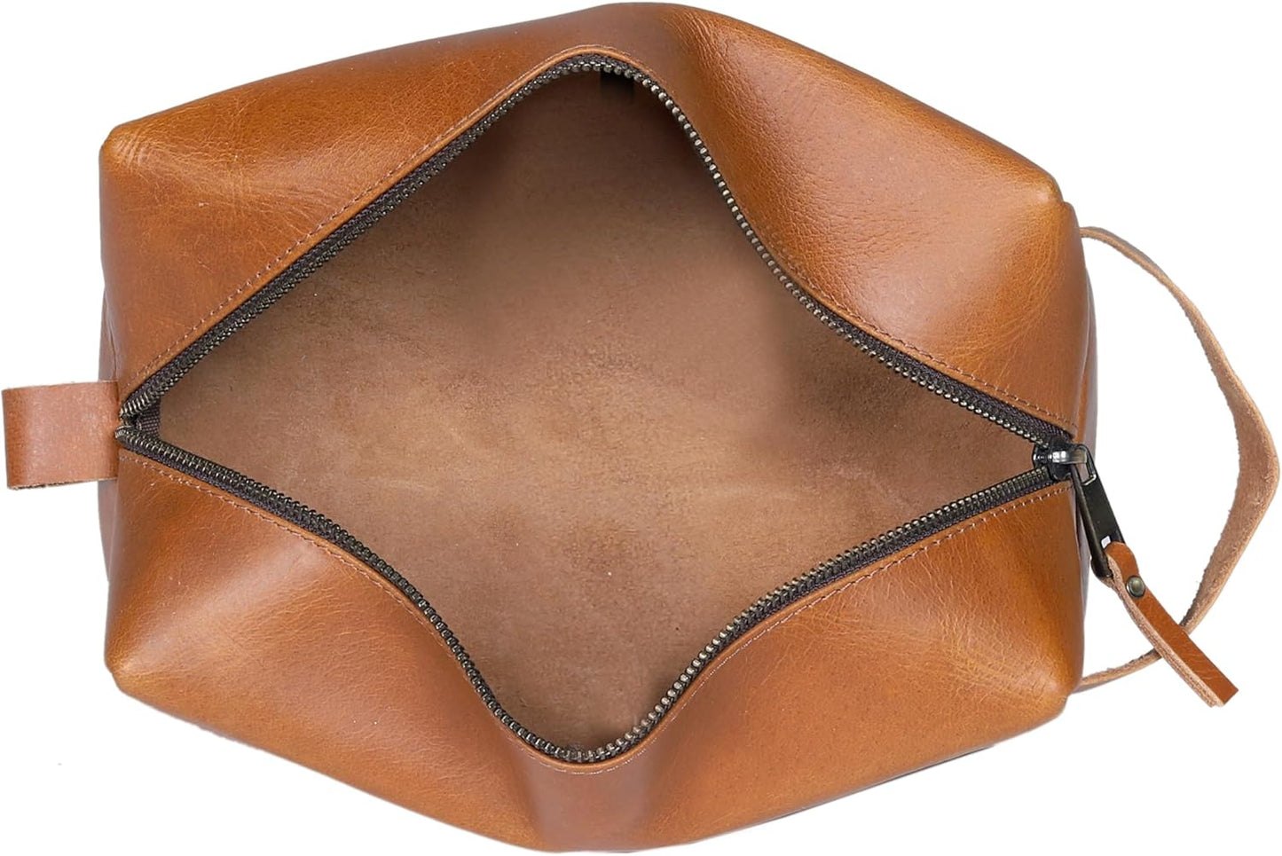 Buffalo Leather Dopp Kit - Travel Toiletry Bag for Men & Women | Zipper Closure, Tan Color