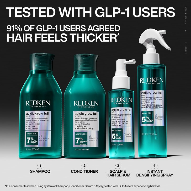 Redken Acidic Grow Full System Scalp and Hair Conditioner - Lightweight Conditioner for Thicker-Looking Hair and Hydrated Scalp, With Azelaic Acid, 10.1 Fl Oz