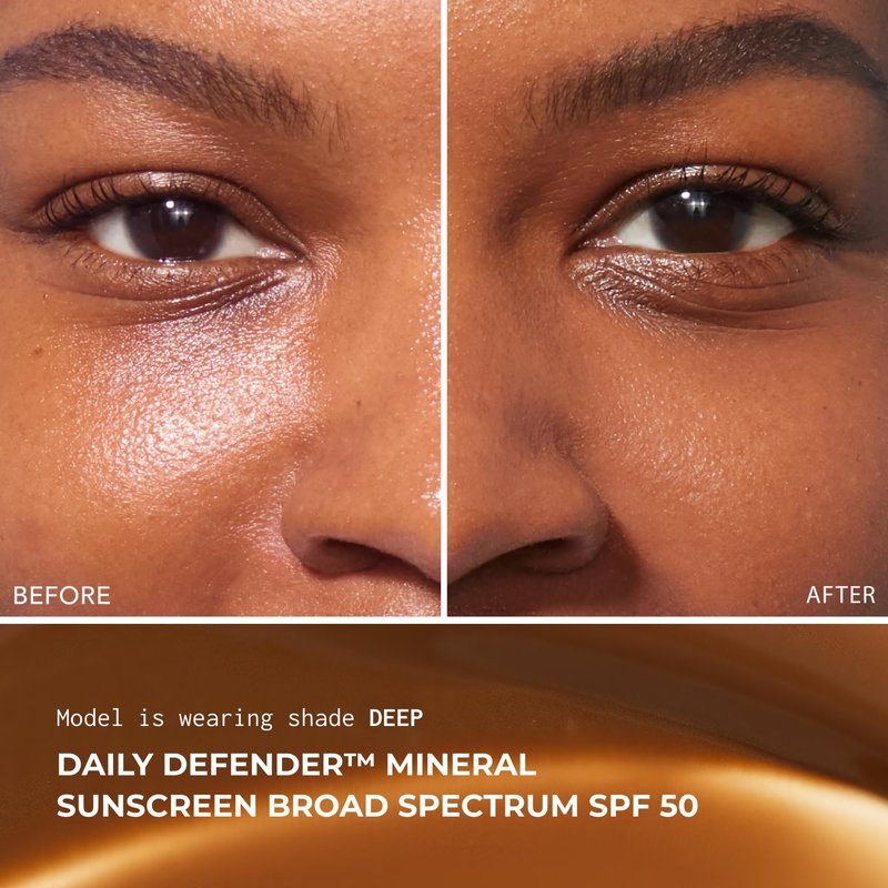 Bigger Than Beauty Skincare, Daily Defender Broad Spectrum SPF 50 Mineral Sunscreen with Hyaluronic Acid, Vitamin C & Niacinamide (as Vitamin B3), Lightweight UVA & UVB Protection, Skin Care, Untinted