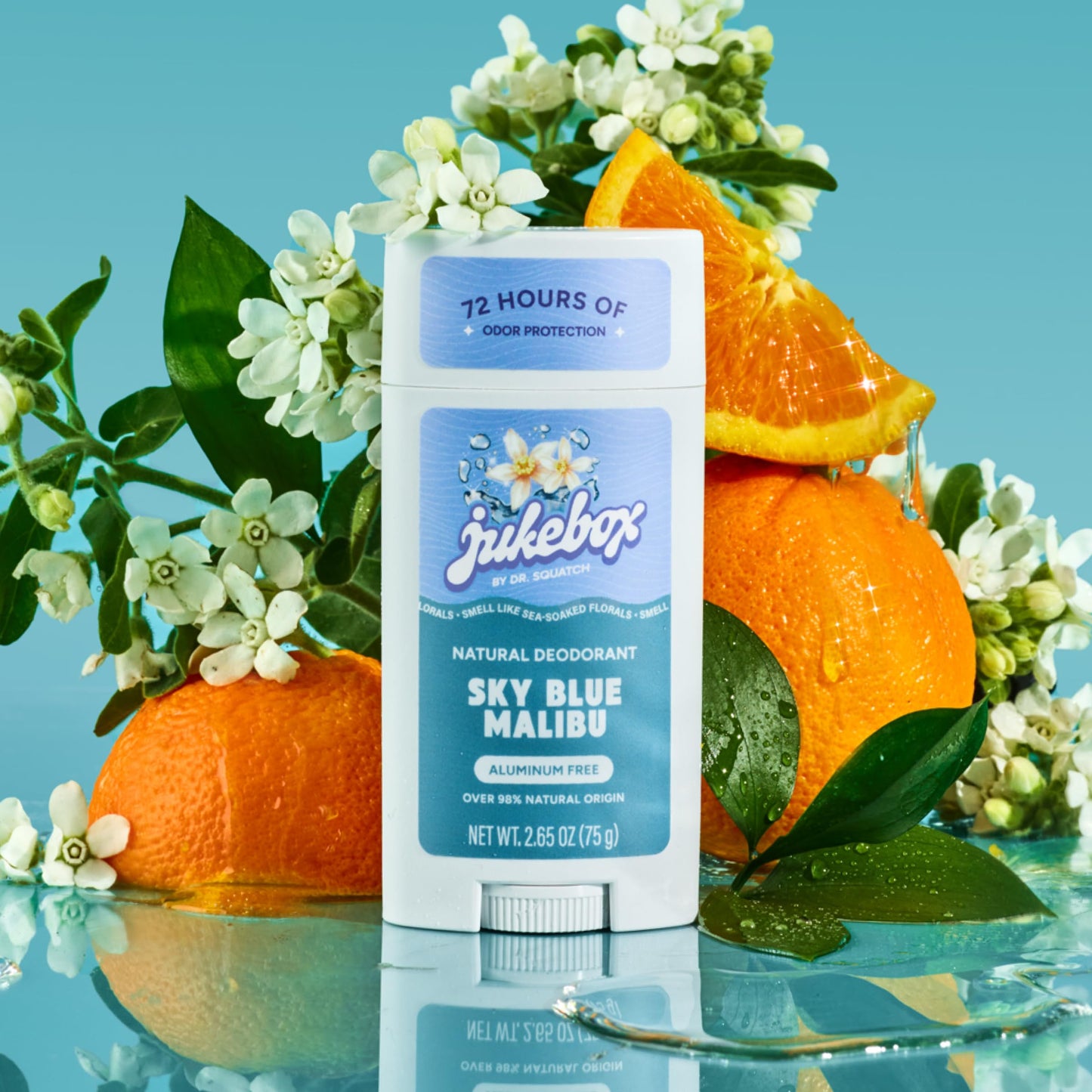 JUKEBOX Natural Deodorant for Women–Sky Blue Malibu Scent– Aluminum-Free, No Baking Soda, No Harsh Chemicals, Odor Blocking Technology, Neroli, Orange, Sea Salt-a Dr. Squatch Brand-2.65oz, 2 Pack